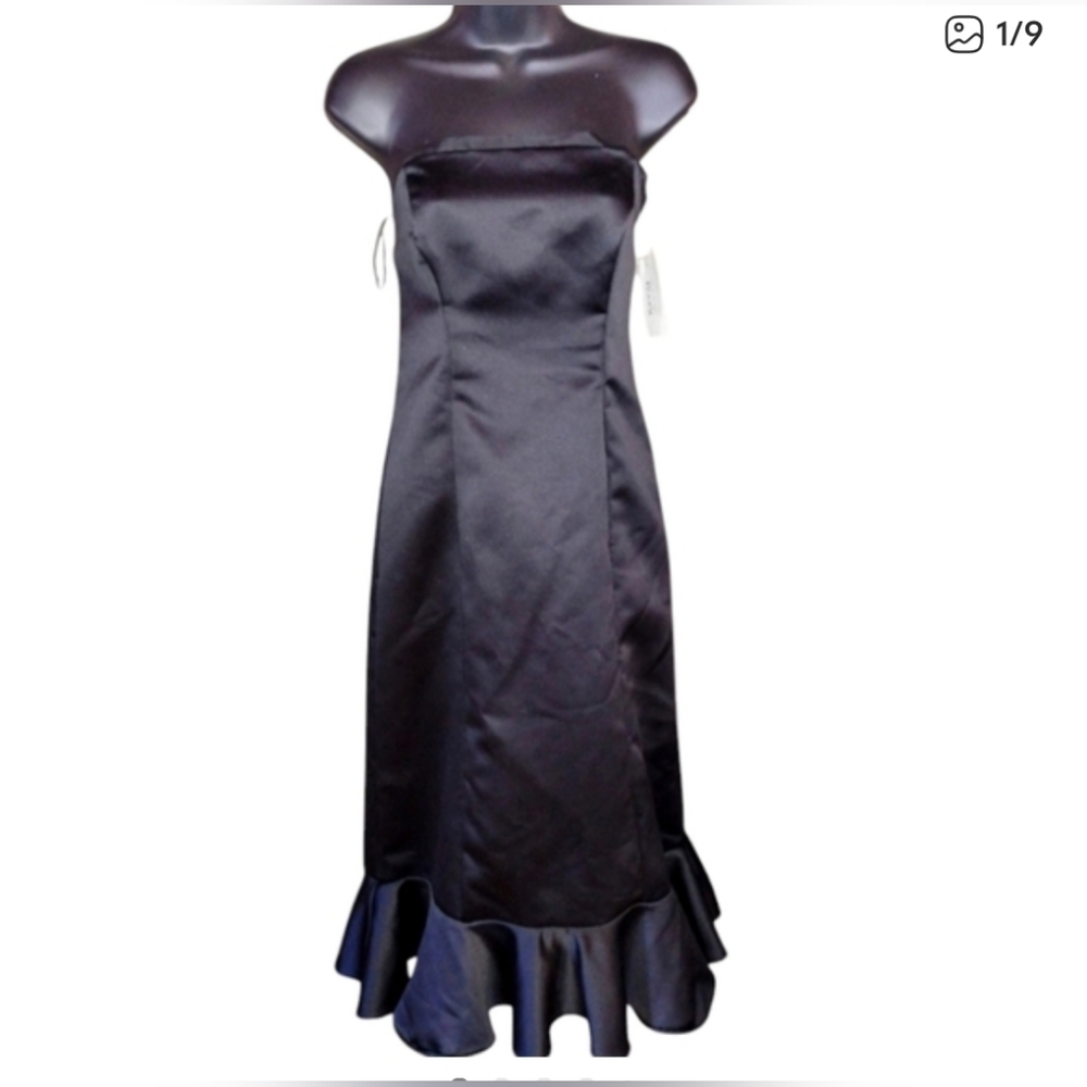 Krysia NWT strapless tea length dress black silk organza neckline - Picture 10 of 10